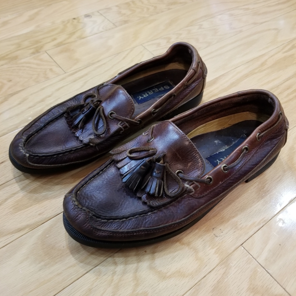 Sperry Brown Leather Slip-On Tassel Loafer Sz  10